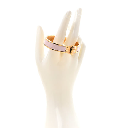 Hermes Enamel Charniere Uni Narrow Hinged Bracelet S Rose Candeur 2 of 5