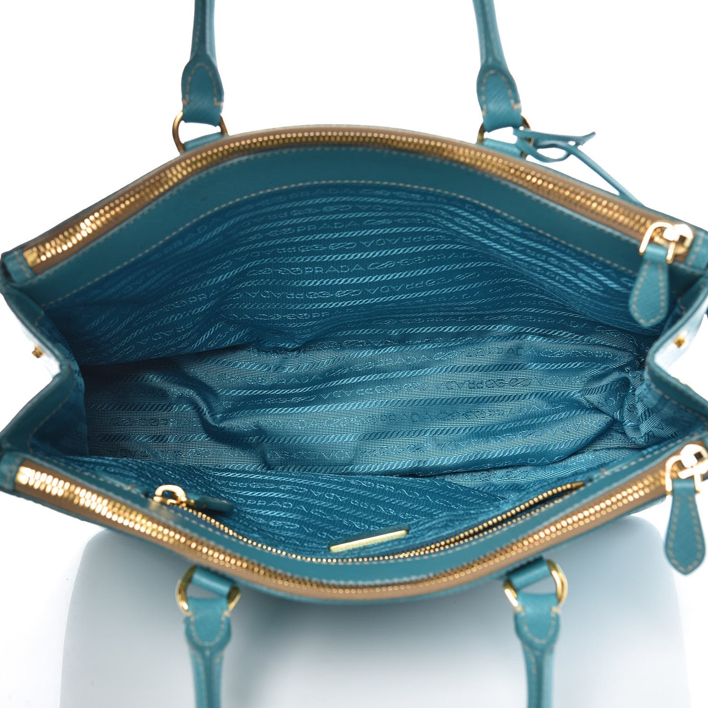 Saffiano Galleria Small Double Zip Tote Turchese