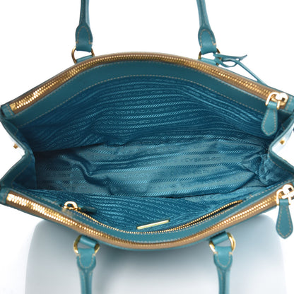 Prada Saffiano Galleria Small Double Zip Tote Turchese 5 of 9