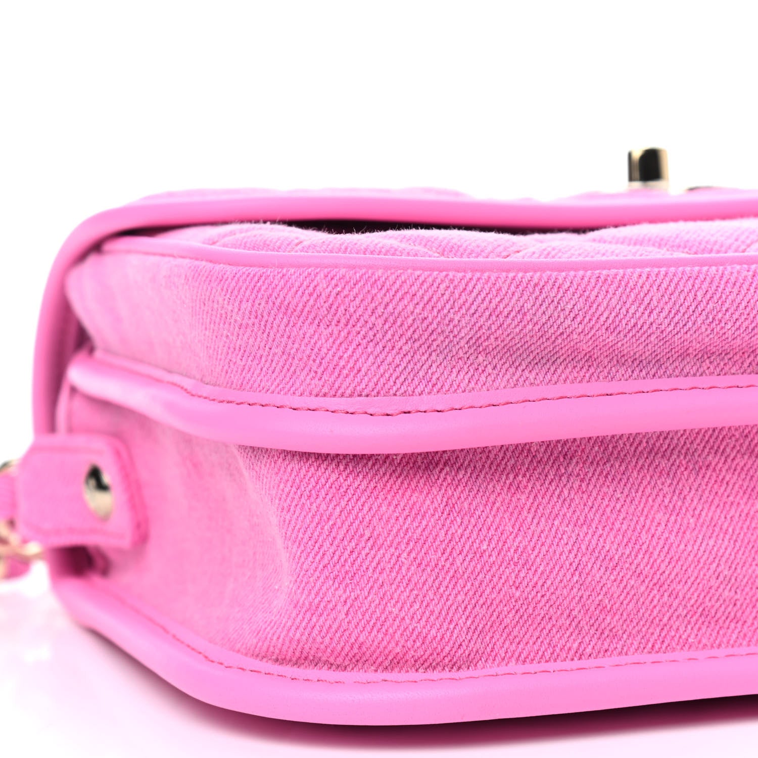 Chanel Denim Quilted Small Messenger Flap Neon Pink 6 of 9