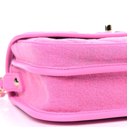 Chanel Denim Quilted Small Messenger Flap Neon Pink 6 of 9
