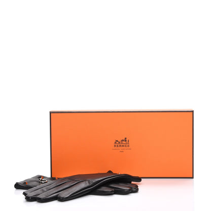 Hermes Lambskin Icone Gloves 8 Black 6 of 6