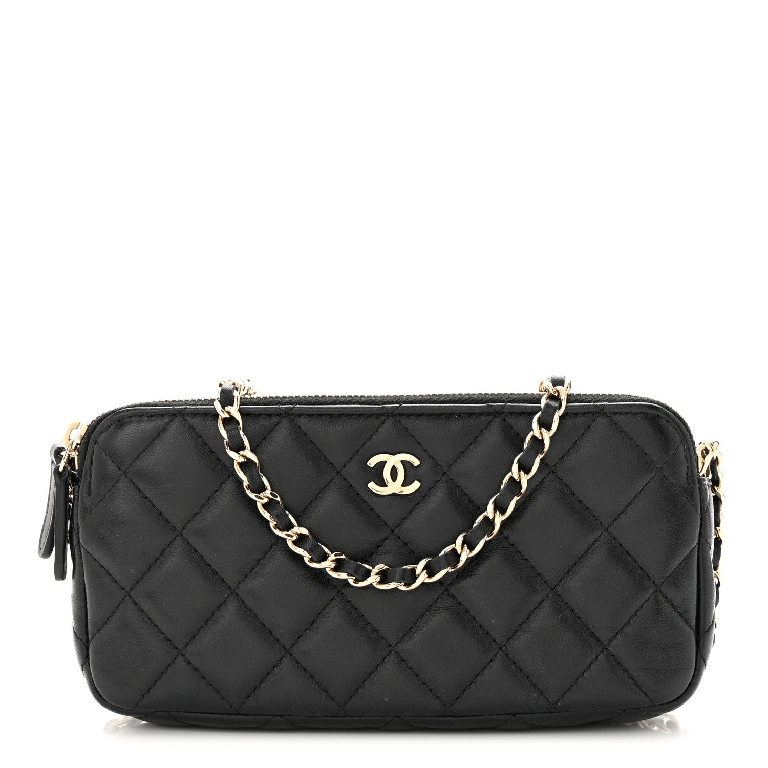Chanel Lambskin Quilted Small Clutch With Chain Black 1 of 13