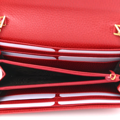 Gucci Dollar Calfskin Petite GG Marmont Wallet Chain Bag Hibiscus Red 5 of 11