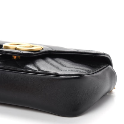 Gucci Calfskin Matelasse Super Mini GG Marmont Shoulder Bag Black 9 of 10