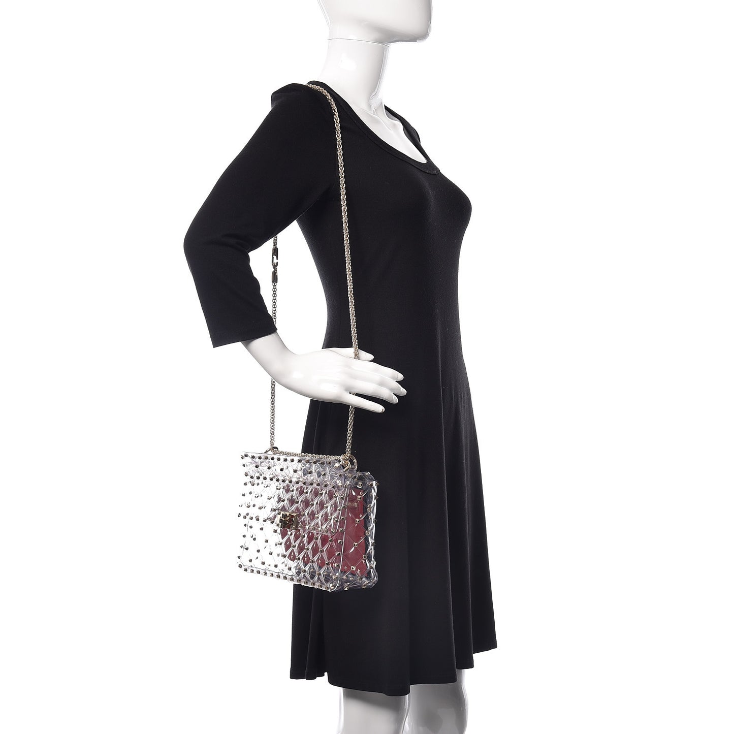 PVC Medium Rockstud Spike Shoulder Bag