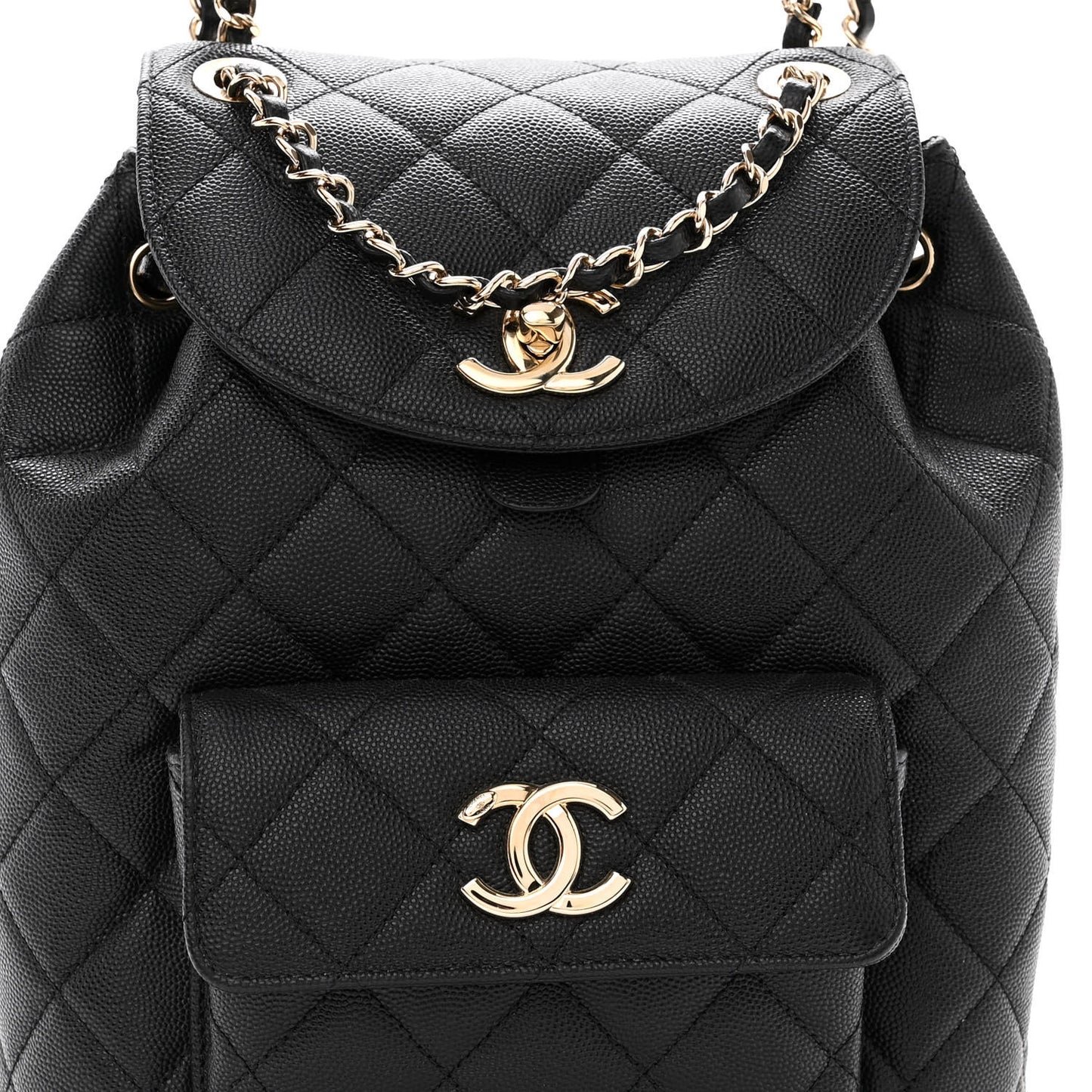 Lambskin Quilted Small Duma Drawstring Backpack Black