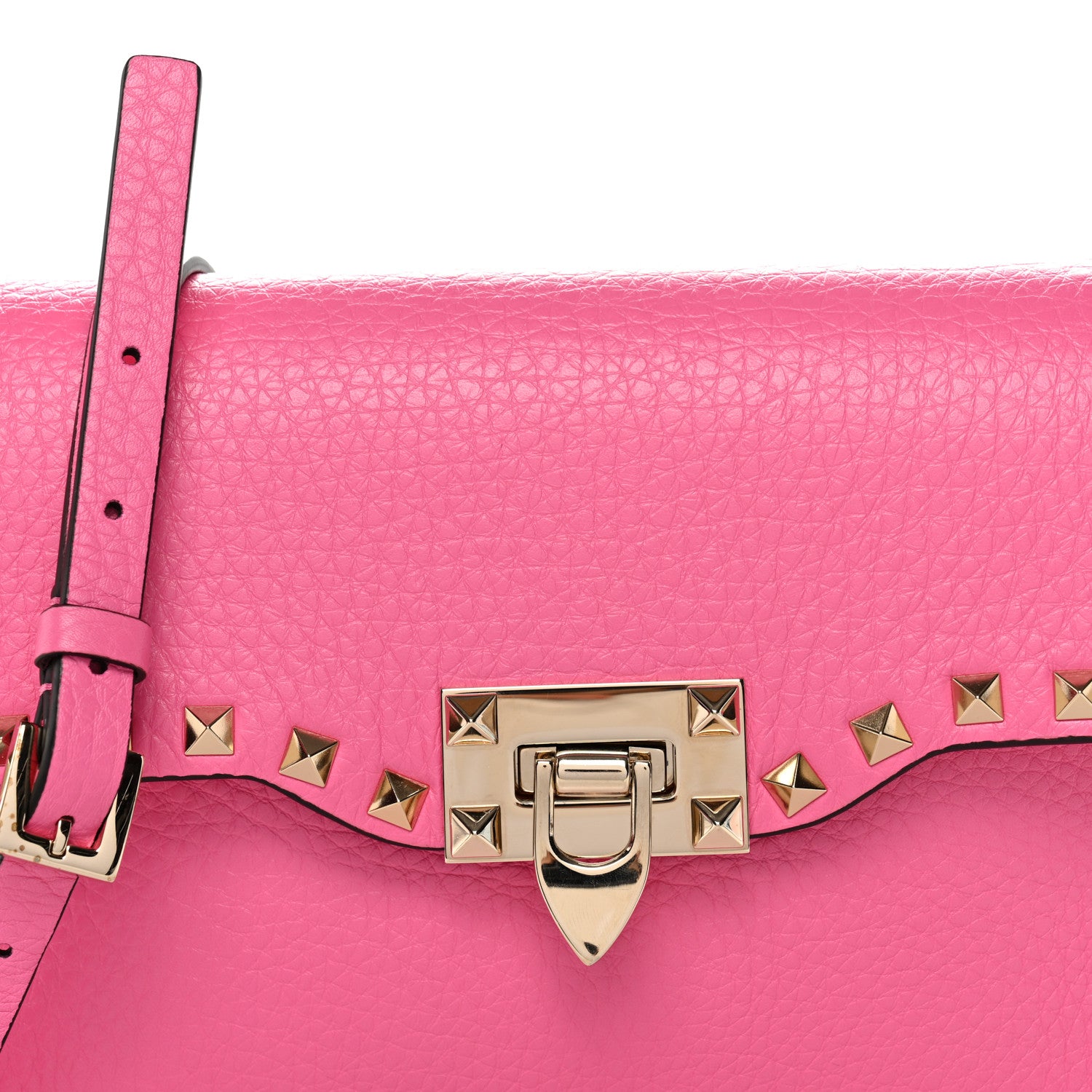 Valentino Garavani Pebbled Calfskin Medium Rockstud Flip Lock Crossbody Bag Feminine Pink 7 of 9