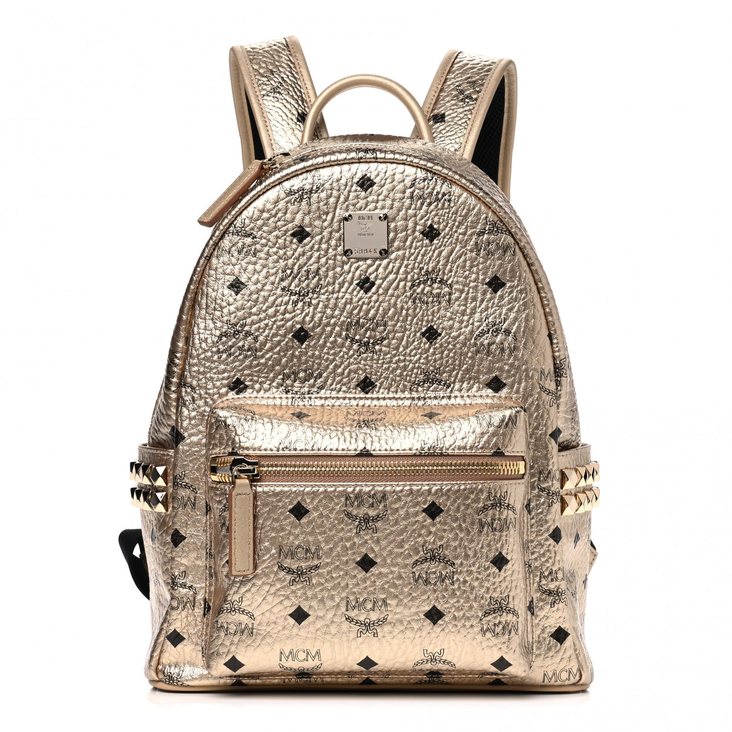 Metallic Visetos Small Side Stud Stark Backpack Gold