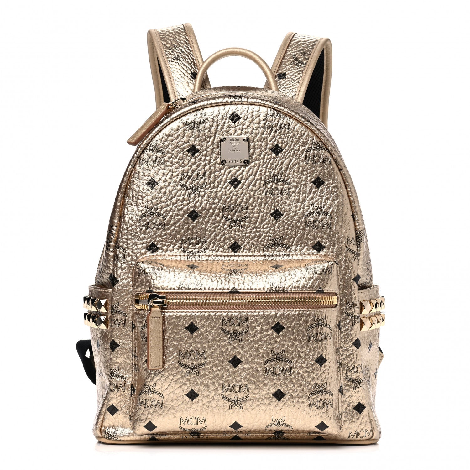 MCM Metallic Visetos Small Side Stud Stark Backpack Gold 1 of 4