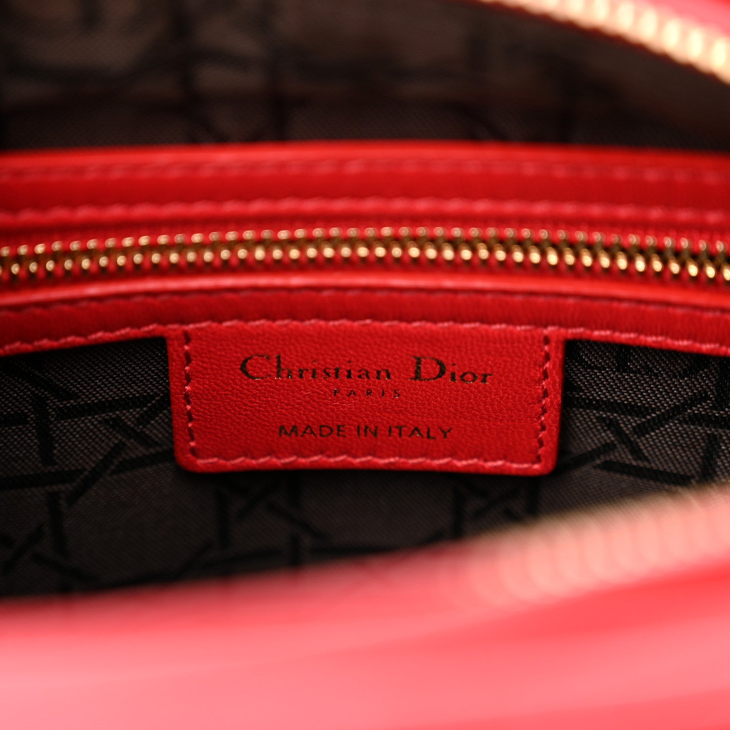Christian Dior CHRISTIAN DIOR Lambskin Cannage Medium Lady Dior Red 6 of 10