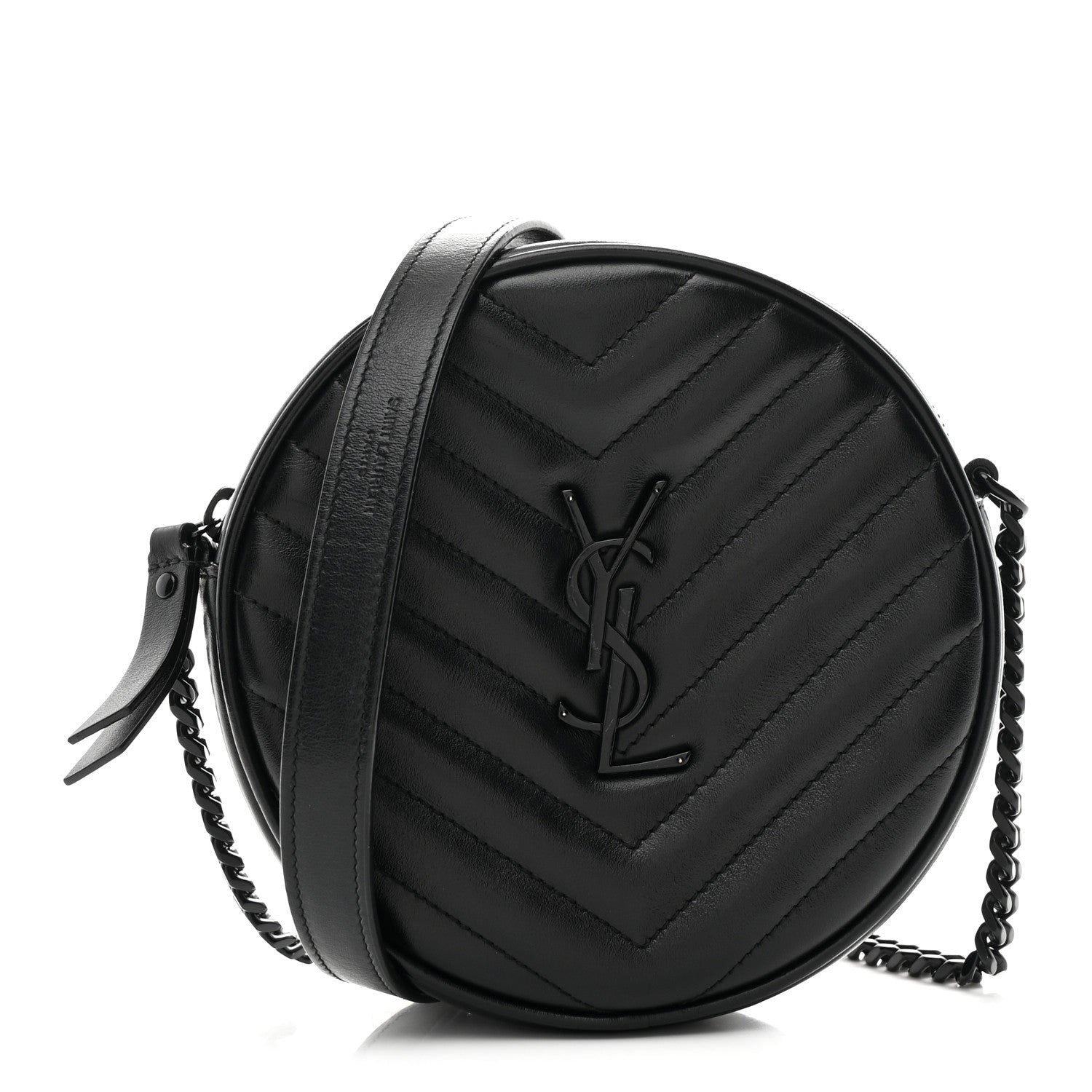 Saint Laurent Calfskin Matelasse Chevron Round Vinyle Camera Bag Black 1 of 11