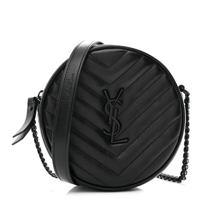Saint Laurent Calfskin Matelasse Chevron Round Vinyle Camera Bag Black 1 of 11