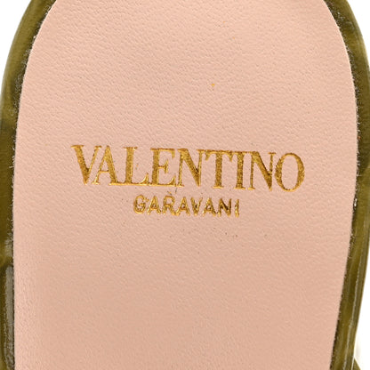 Valentino Garavani Calfskin Printed Crocodile Effect VLogo Signature 95mm Slide Sandals 36.5 Green 8 of 10