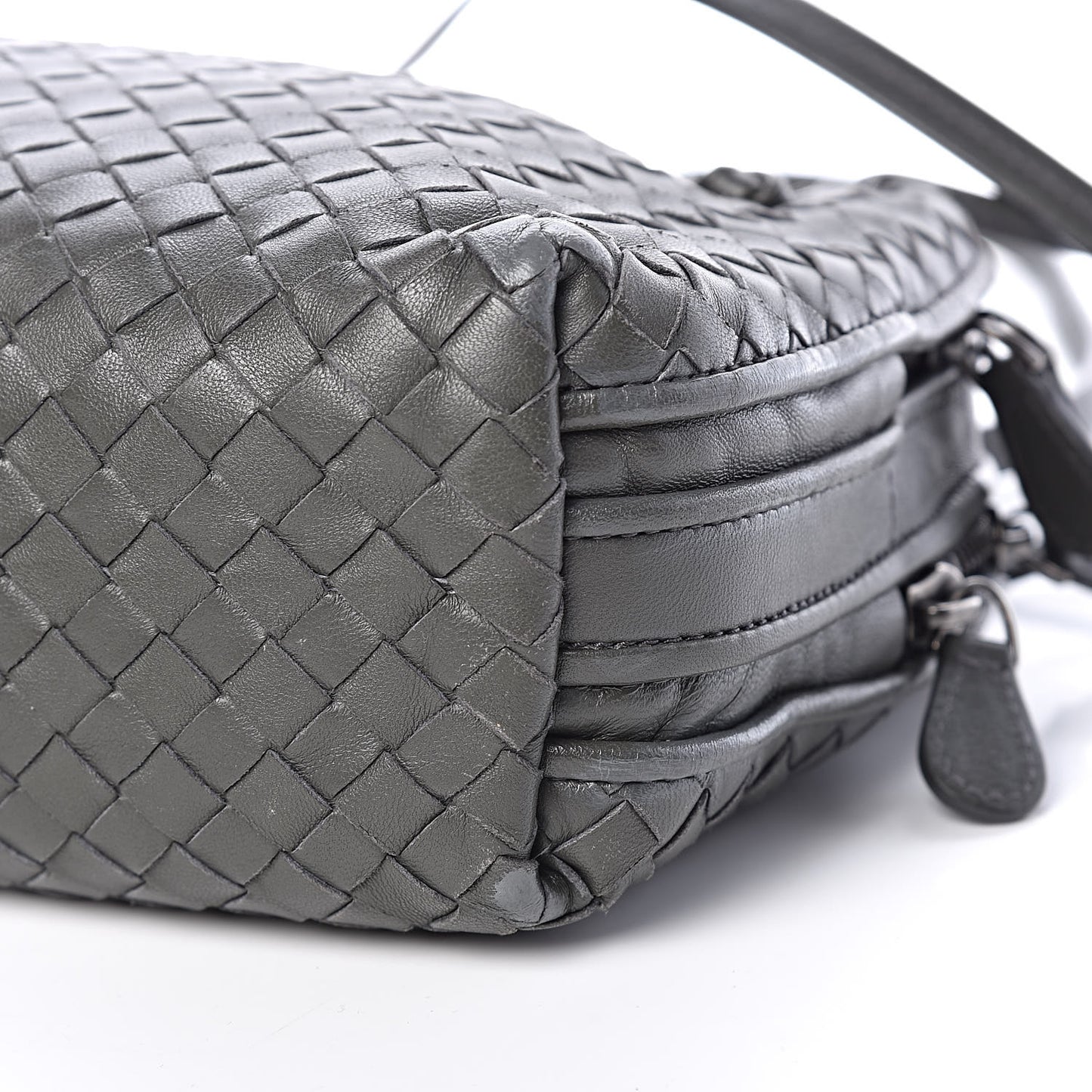 Nappa Intrecciato Nodini Crossbody Messenger Light Grey