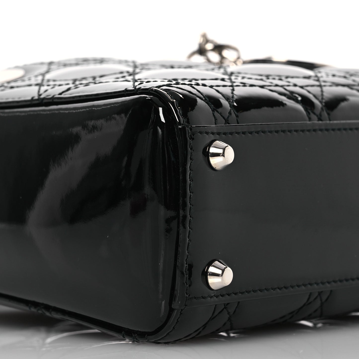 Patent Cannage Mini Lady Dior Black