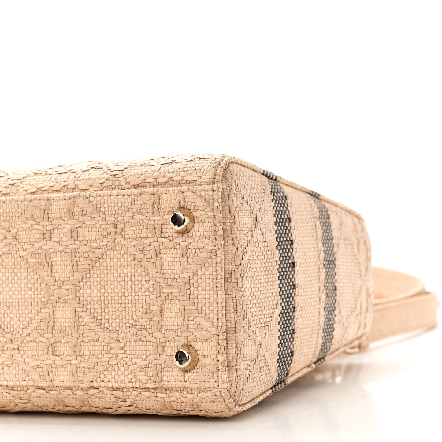 Raffia Woven Cannage Embroidered Medium Lady D-Lite Natural Black