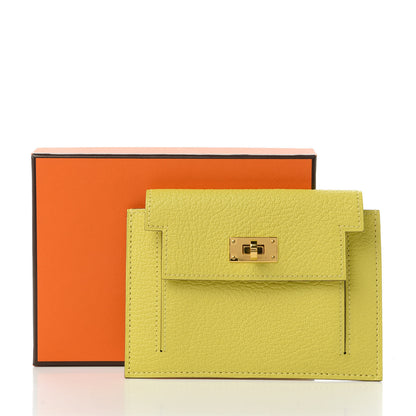 Hermes Chevre Mysore Kelly Pocket Compact Wallet Lime 9 of 9