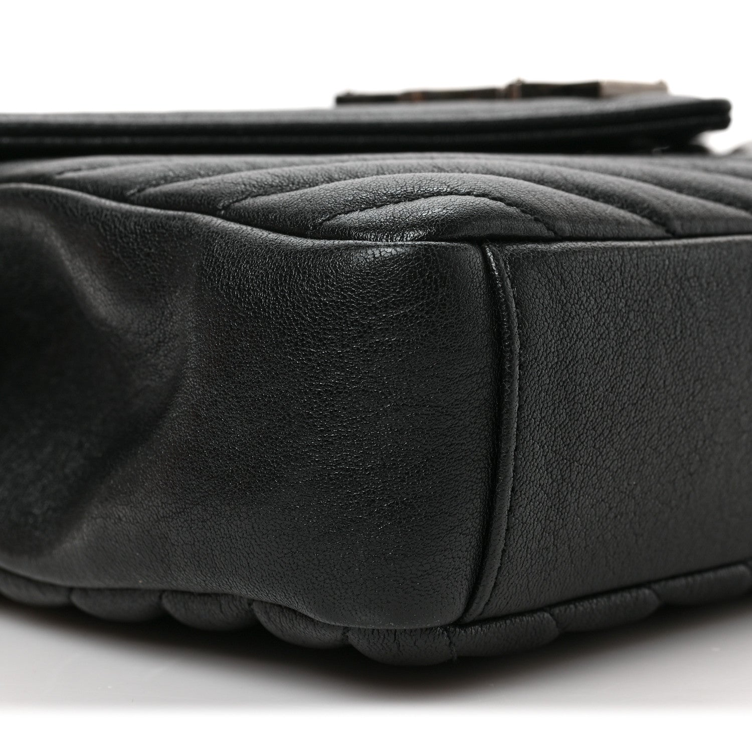 Saint Laurent Sheepskin Matelasse Chevron Monogram Medium College Bag Black 8 of 9