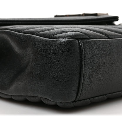 Saint Laurent Sheepskin Matelasse Chevron Monogram Medium College Bag Black 8 of 9