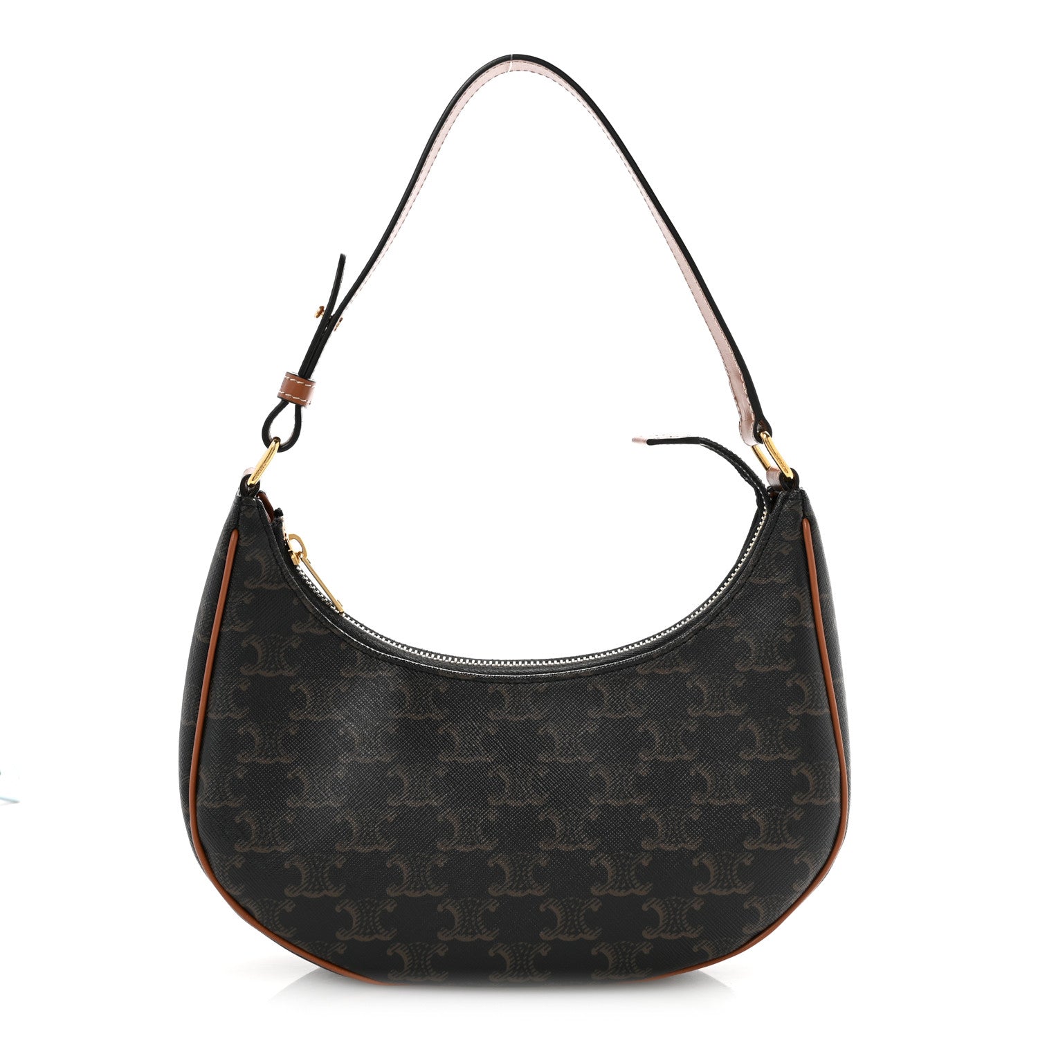 Celine Triomphe Canvas Calfskin Ava Shoulder Bag Tan 1 of 14