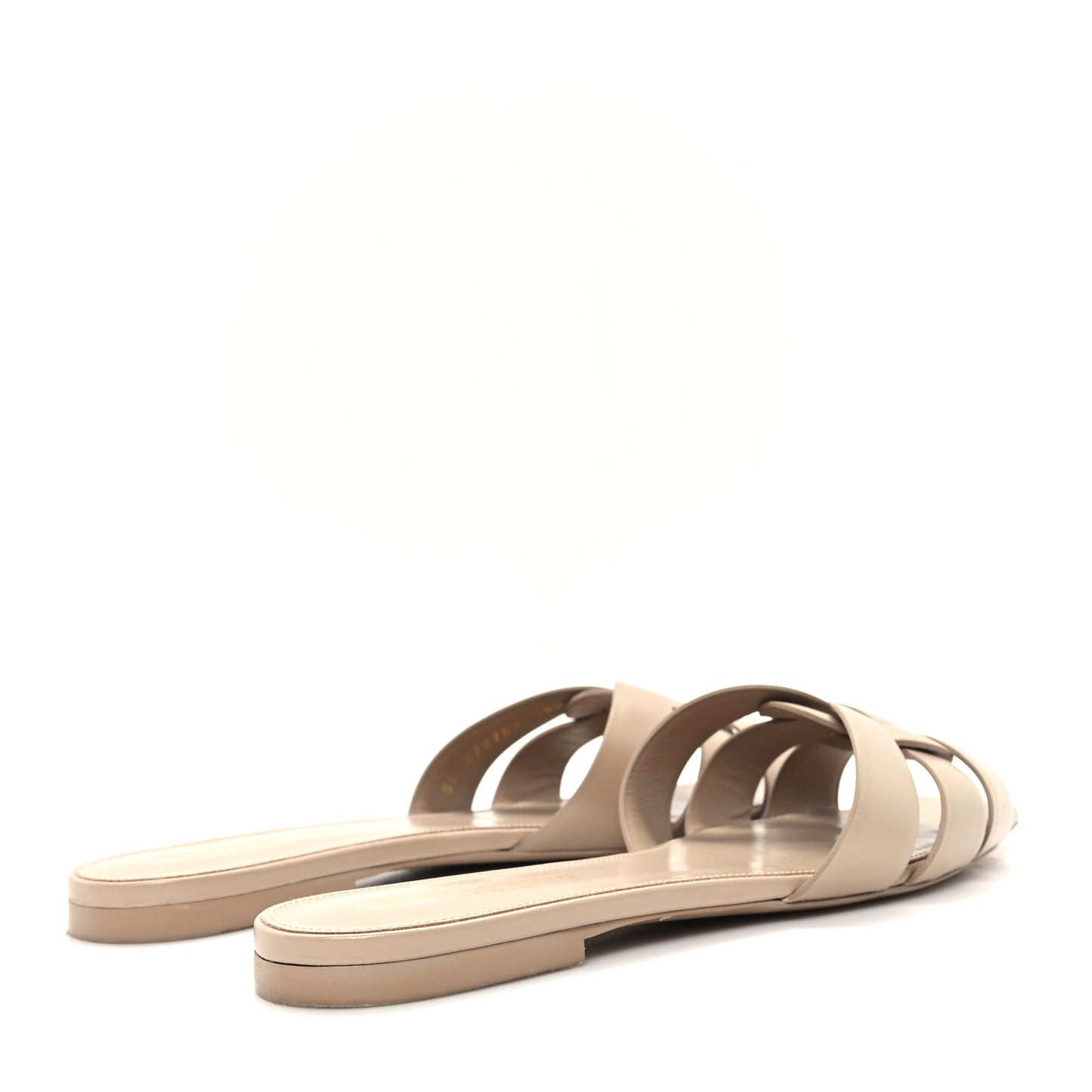 Calfskin Tribute 05 Slide Sandals 38.5 Dark Beige