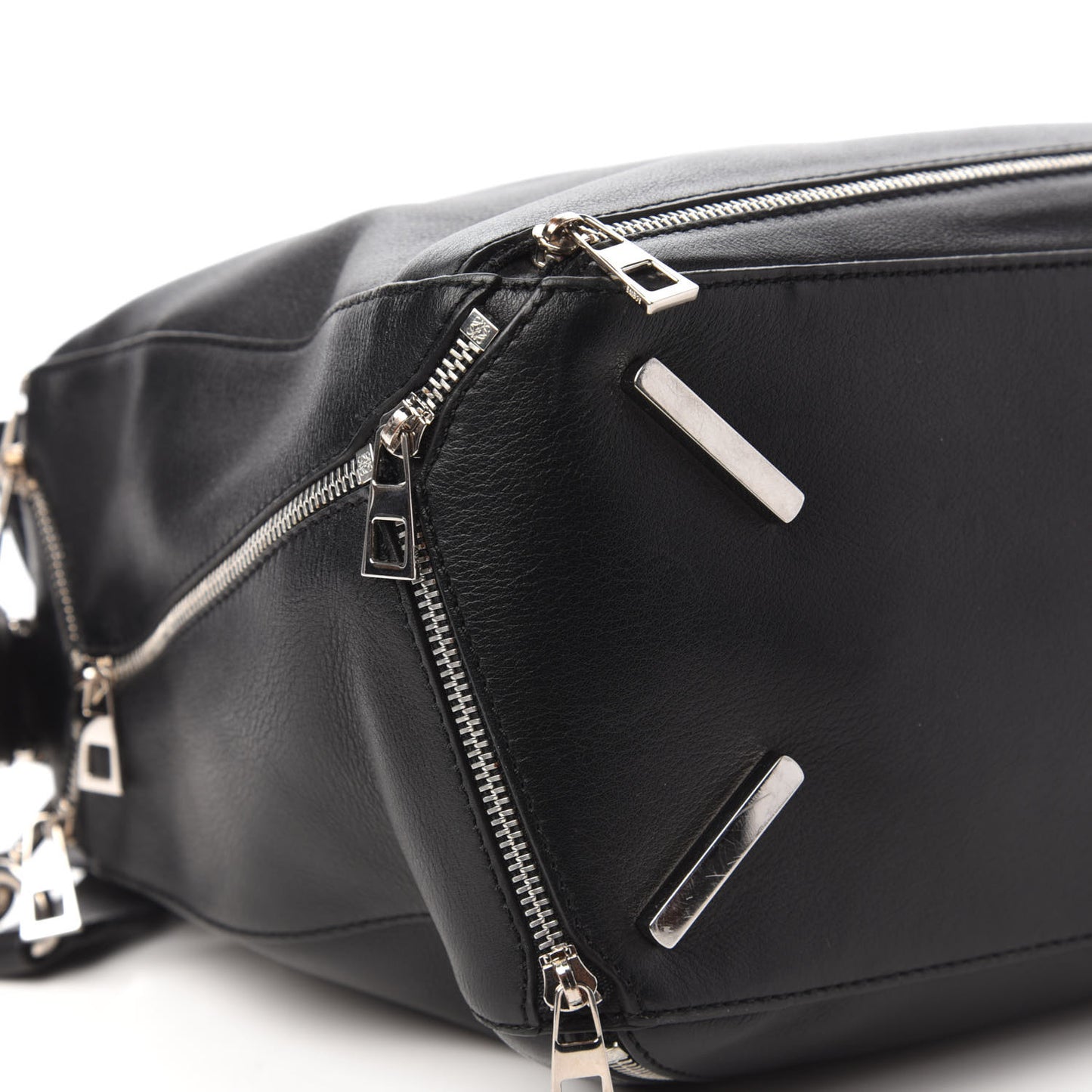 Calfskin Zipper Puzzle Bag Black
