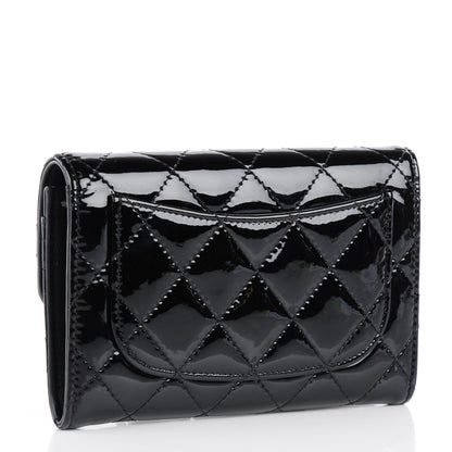 Chanel Patent Calfskin Quilted Small Flap Wallet Black 3 of 8
