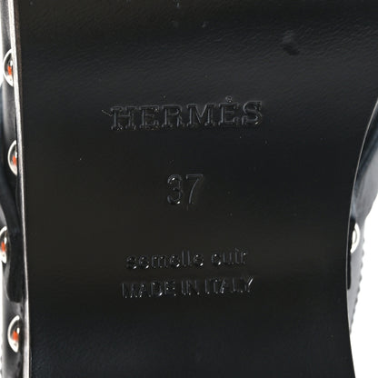 Hermes Calfskin Carlotta Mules 37 Black 5 of 8