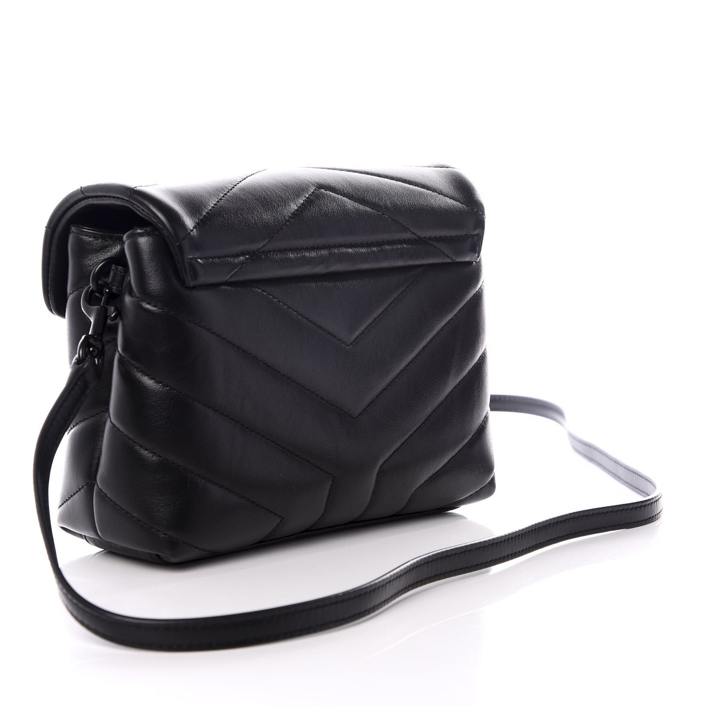 Calfskin Y Quilted Monogram Toy Loulou Crossbody Bag Black