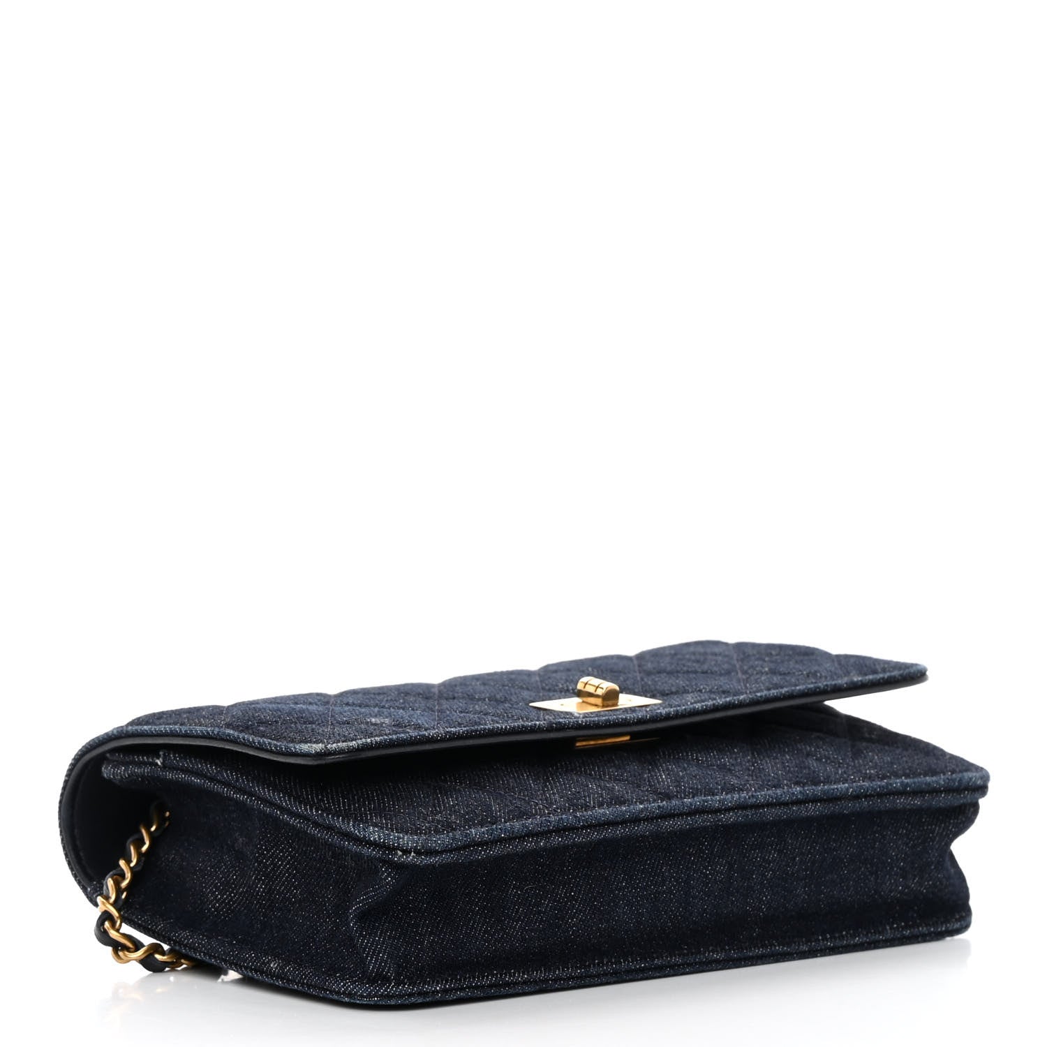 Chanel Denim Quilted Reissue Wallet On Chain WOC Blue 4 of 17