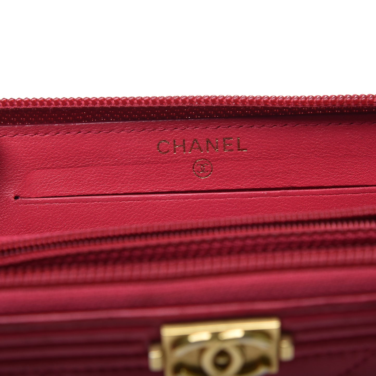 Lambskin Quilted Small Boy Zip Around Wallet Fuchsia