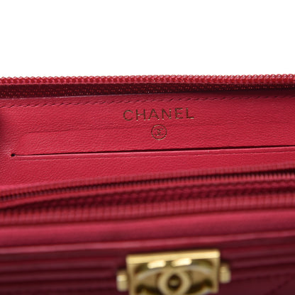 Chanel Lambskin Quilted Small Boy Zip Around Wallet Fuchsia 11 of 14