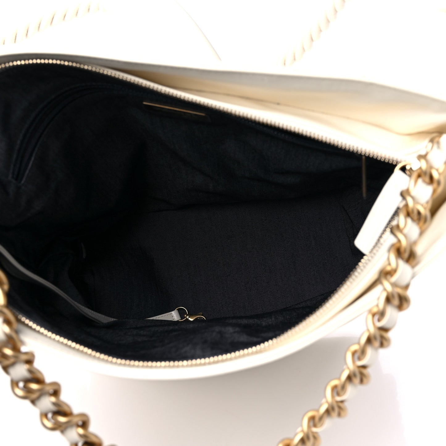Crumpled Calfskin En Vogue Rope Hobo Bag White