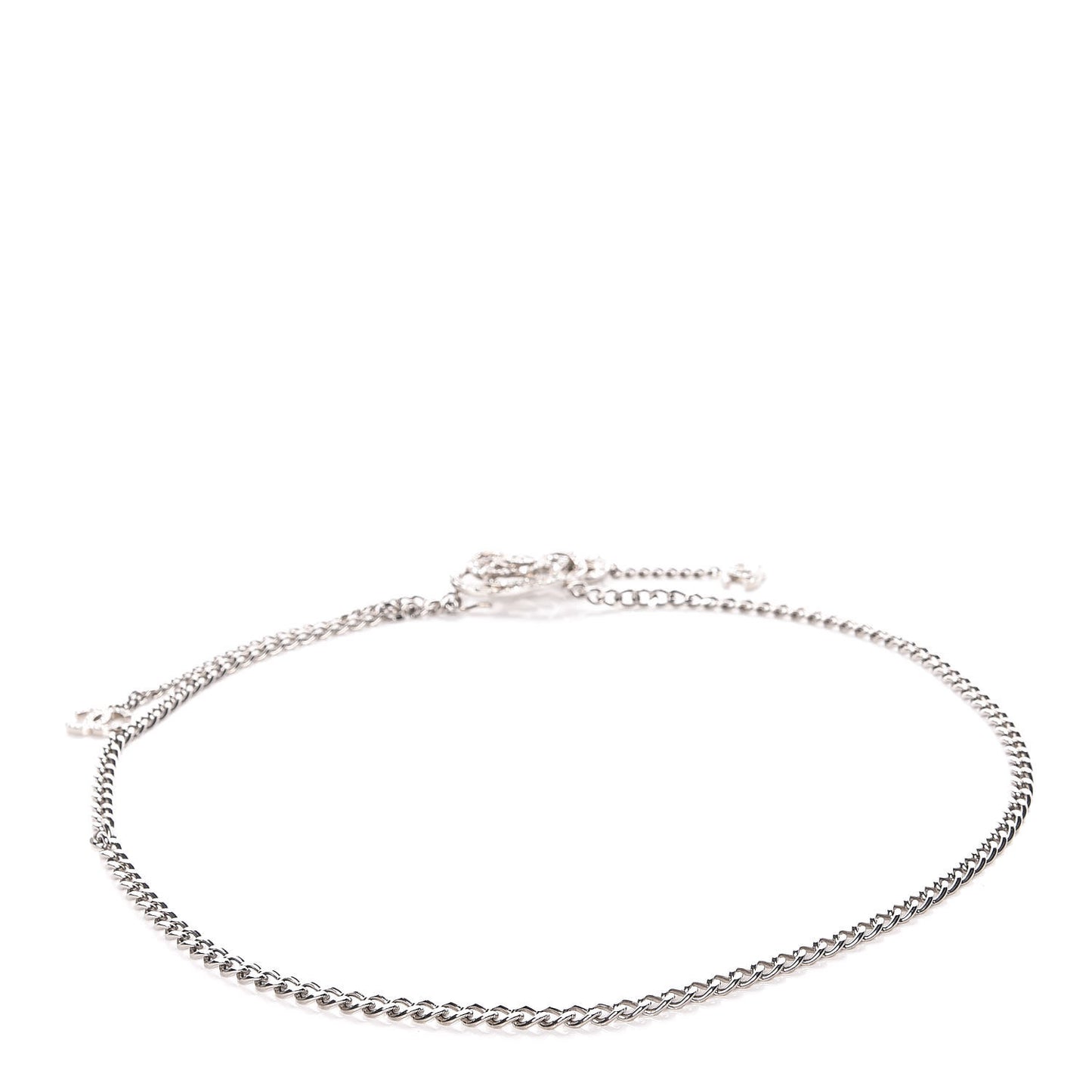 Crystal CC Camellia Chain Belt Silver