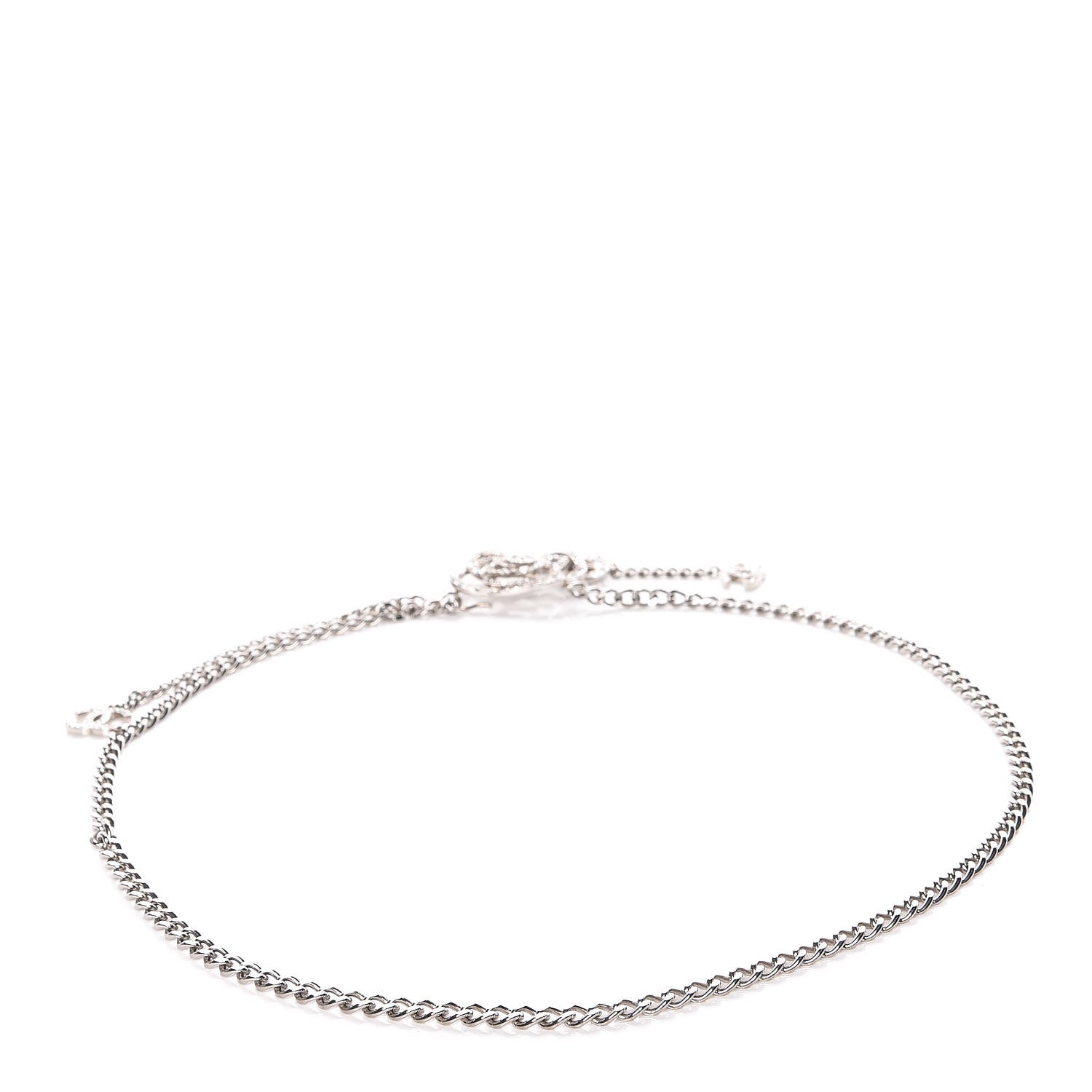 Chanel Crystal CC Camellia Chain Belt Silver 3 of 4