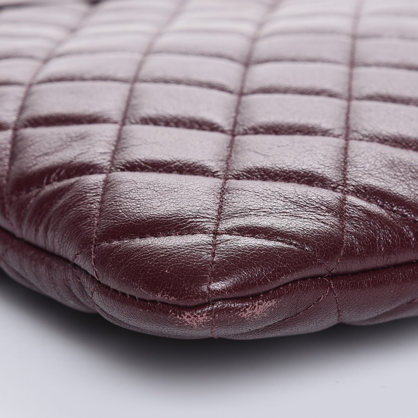 Sheepskin Quilted Large Cosmetic Case Burgundy
