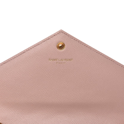 Saint Laurent Grain De Poudre Matelasse Chevron Monogram Envelope Chain Wallet Pale Pink 6 of 10