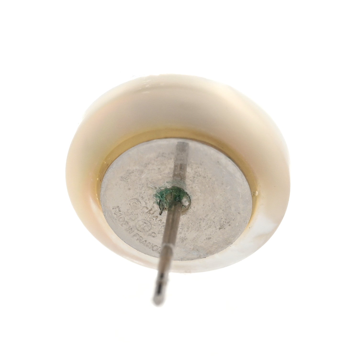 Chanel Resin CC Round Earrings White Silver 5 of 5