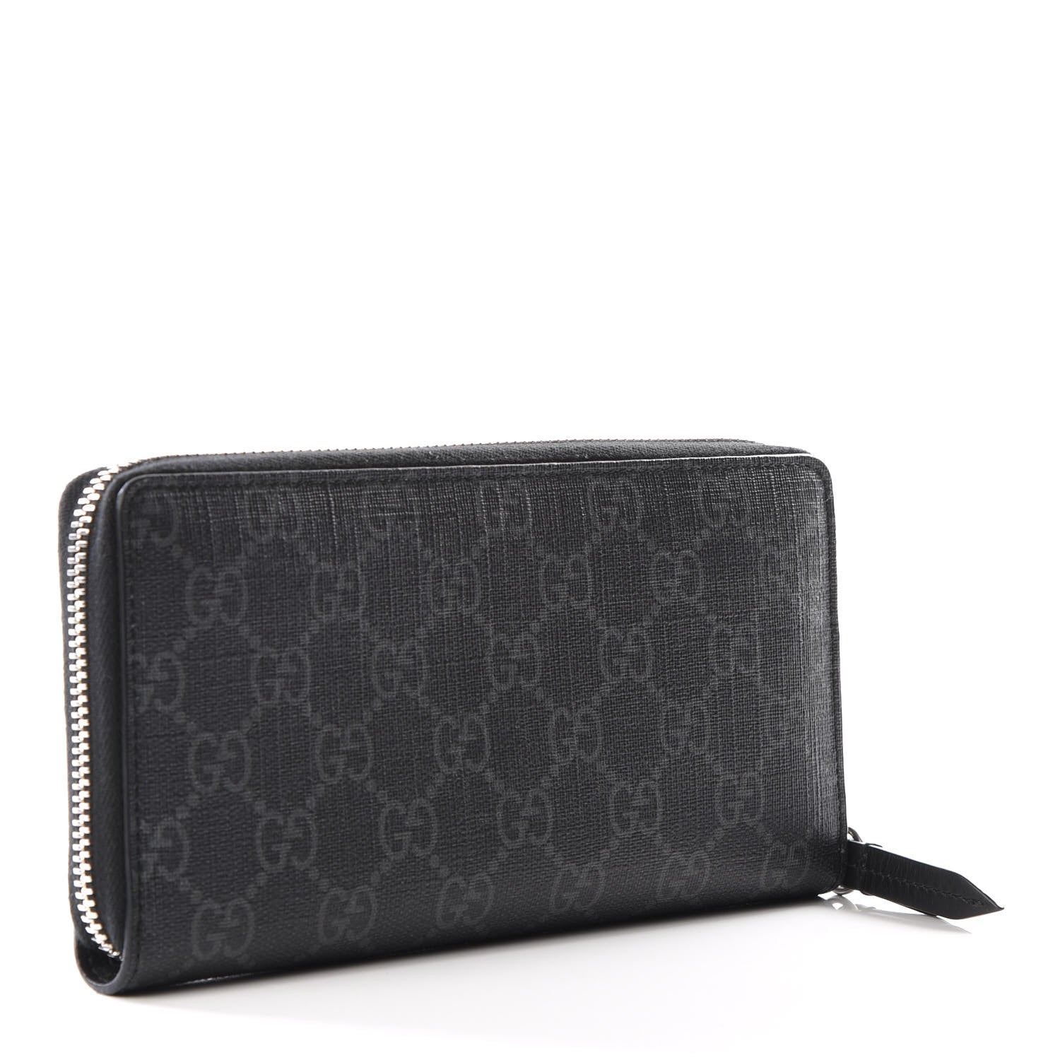Gucci GG Supreme Monogram Kingsnake Zip Around Wallet Black Grey 2 of 8