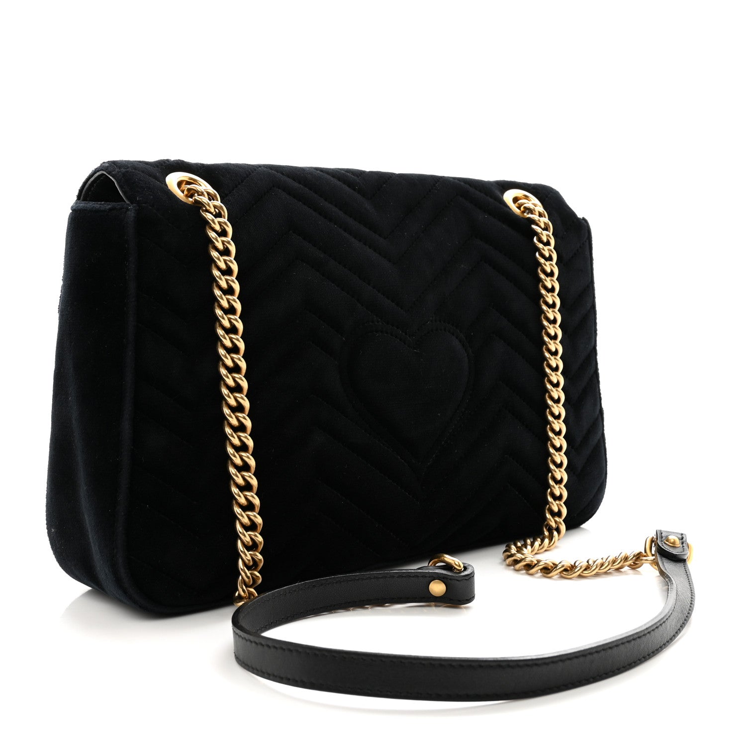 Gucci Velvet Matelasse Medium GG Marmont Shoulder Bag Black 3 of 11