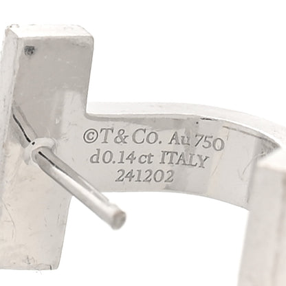 Tiffany 18K White Gold Diamond T1 Half Pave Huggie Earrings 4 of 4