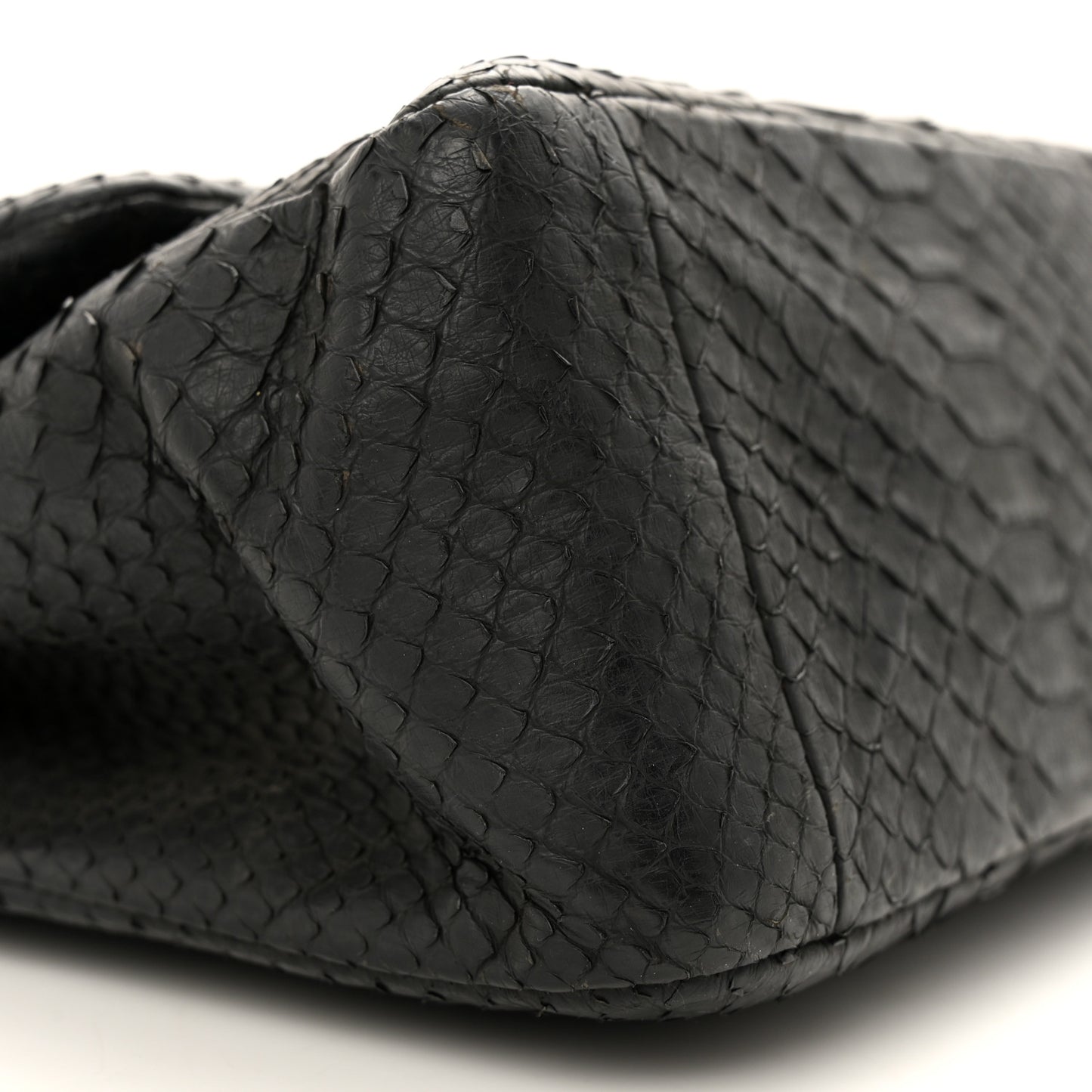 Snakeskin Jumbo Double Flap So Black