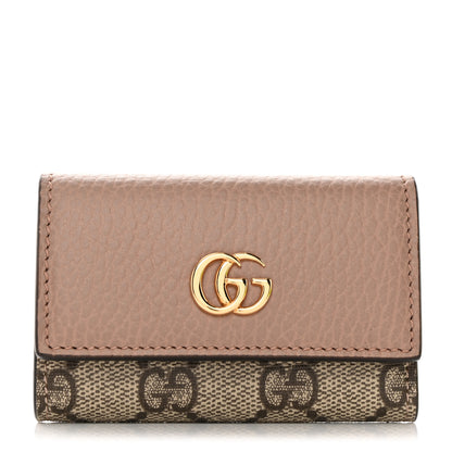 Gucci Dollar Calfskin GG Supreme Monogram GG Marmont 6 Key Holder Case Porcelain Rose Beige Ebony 1 of 7