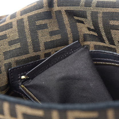 Fendi Fabric Jacquard FF 1974 Large Baguette Tobacco Moro Black 7 of 14