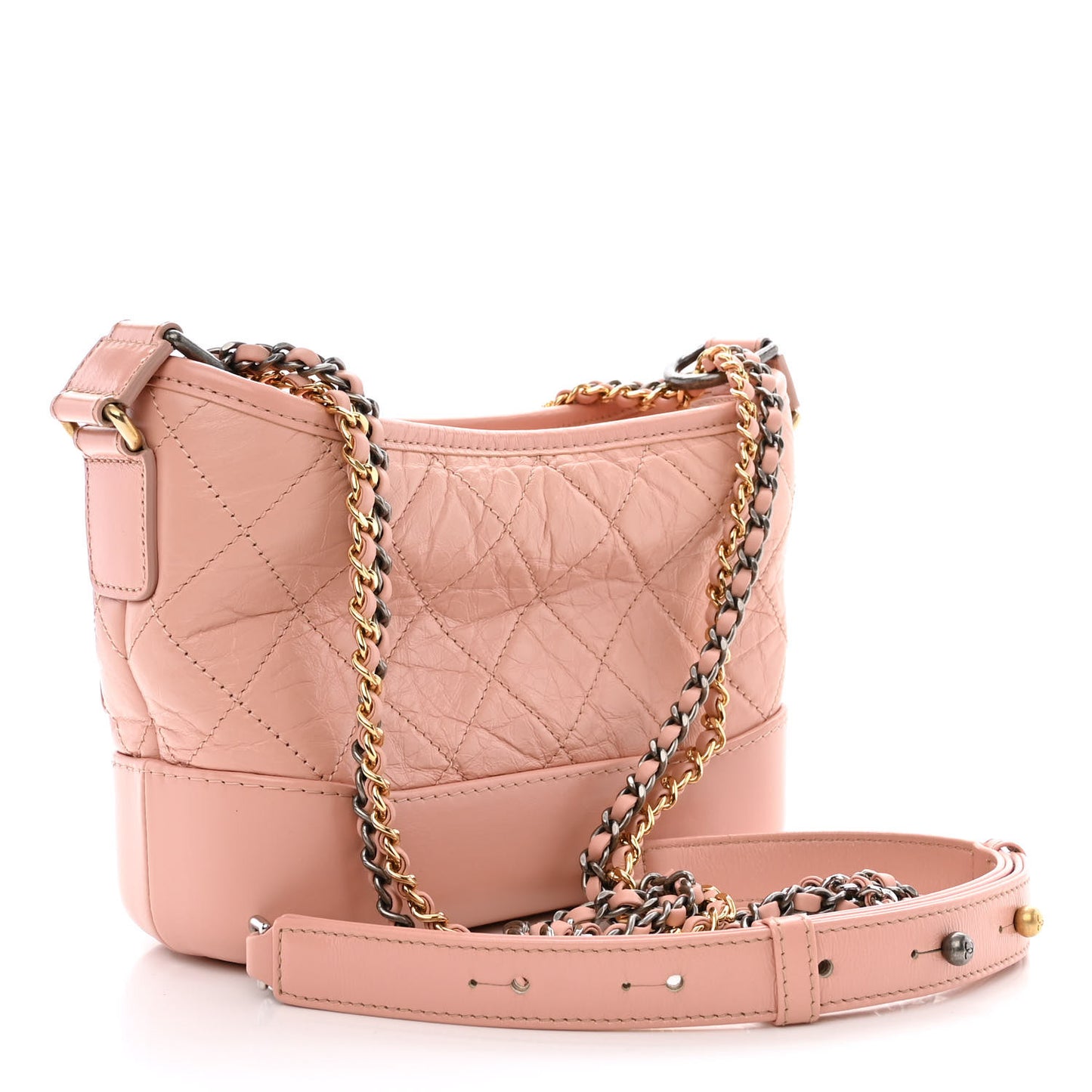 Aged Calfskin Quilted Small Gabrielle Hobo Pink