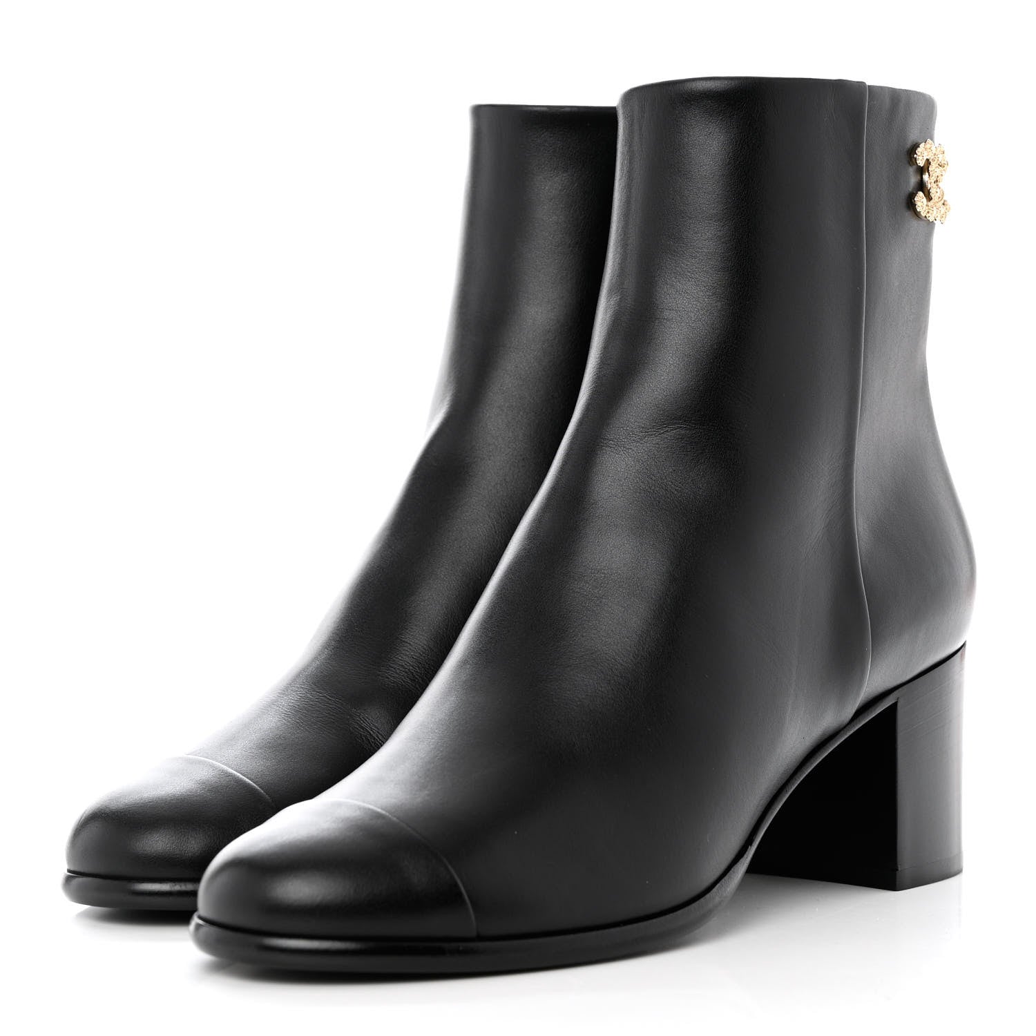 Chanel Calfskin CC Ankle Boots 37 Black 3 of 10