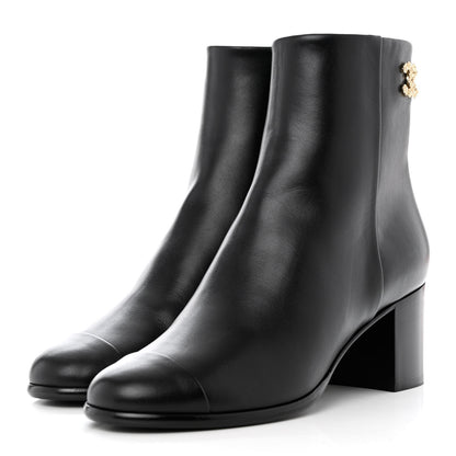 Chanel Calfskin CC Ankle Boots 37 Black 3 of 10