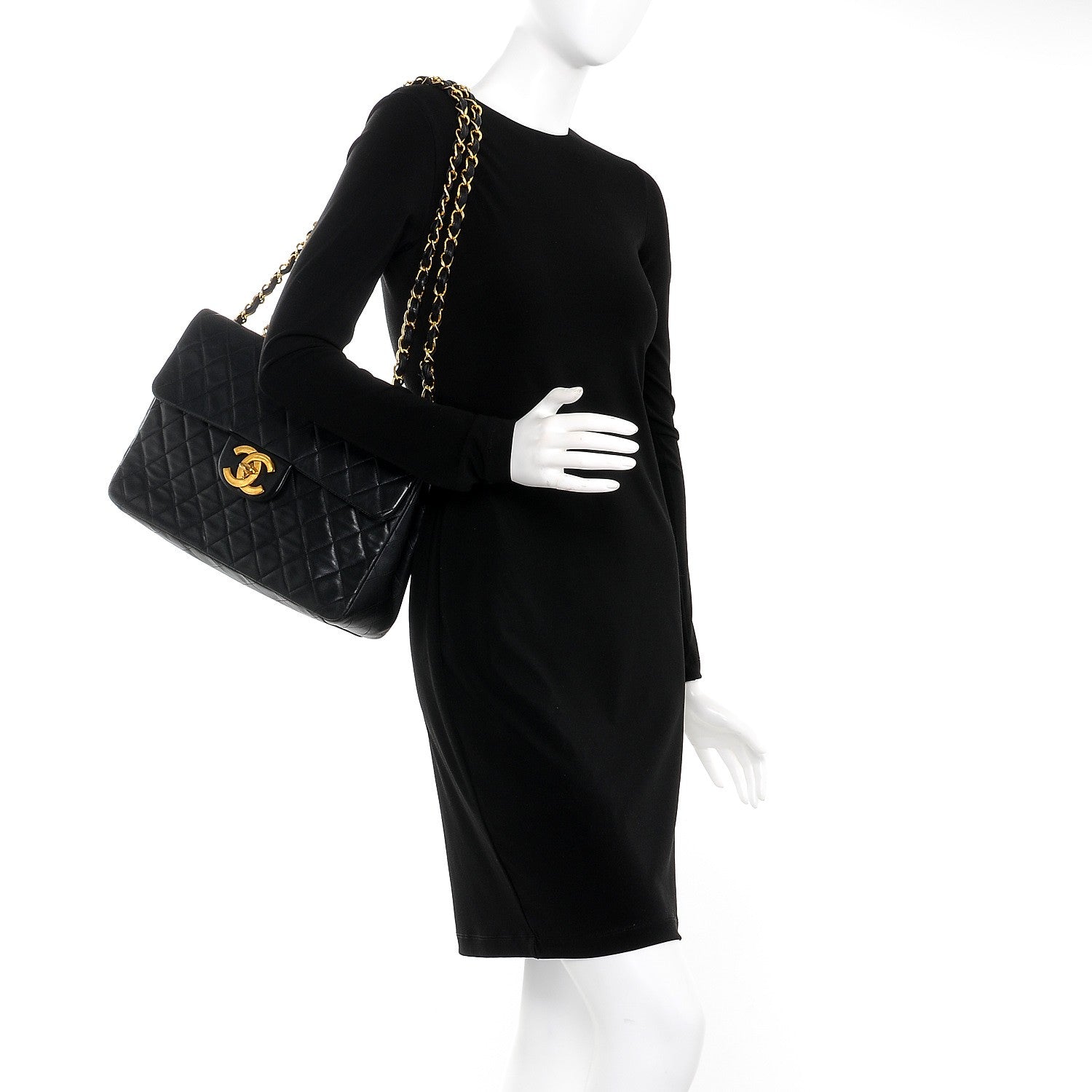 Chanel Lambskin Quilted XL Jumbo Single Flap Black 3 of 14