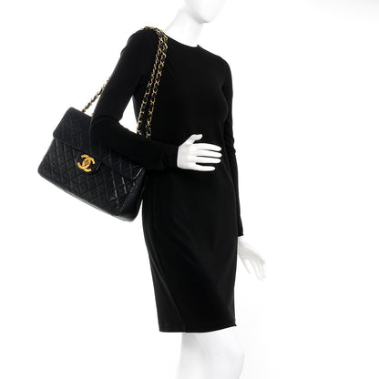 Chanel Lambskin Quilted XL Jumbo Single Flap Black 3 of 14